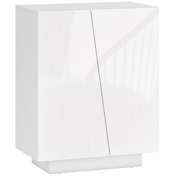 HOMCOM Dulap Multifuncțional cu 3 Nivele, Design Modern din PA Alb, Poliță Reglabilă, Bază Înălțată, 70x40x88 cm | Aosom Romania