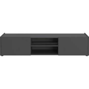 Masă TV gri antracit/în culoare naturală cu aspect de lemn de stejar 164x35 cm Schlangen – Germania