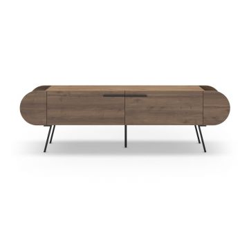 Masă TV în culoare naturală cu aspect de lemn de nuc 195x57 cm Saluso – Marckeric
