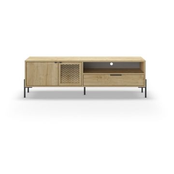 Masă TV în culoare naturală cu aspect de lemn de stejar 160x50 cm Inca – Marckeric