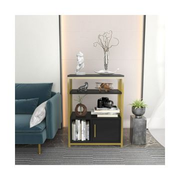 Raft Carti Letos, 60x29,6x80 cm - Antracit/Auriu