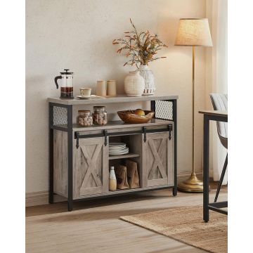 Bufet cu usi grisante Vasagle, 100x33x80 cm, PAL/otel, gri