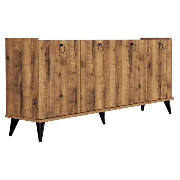 Bufet inferior Lireta, Pakoworld, 182x41x82.5 cm, PAL melaminat, maro/negru