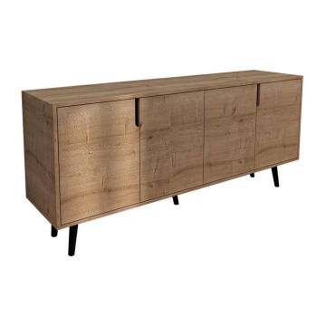 Bufet inferior Sennan, Pakoworld, 180x45x80 cm, PAL melaminat, maro/negru