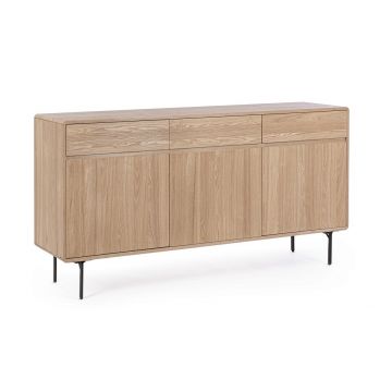 Bufet inferior Widald, Bizzotto, 160 x 40 x 85.5 cm, MDF/furnir din lemn de frasin, natural
