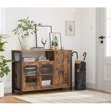Bufet Vasagle, 110x33x75 cm, PAL/otel, maro rustic