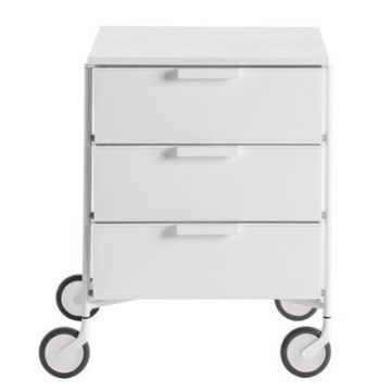 Comoda cu rotile Kartell Mobil Mat design Antonio Citterio & Oliver Low 49xc47.5cm h63cm alb mat