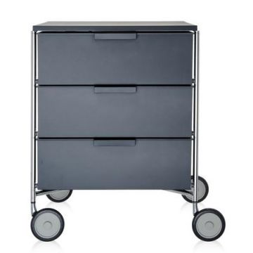 Comoda cu rotile Kartell Mobil Mat design Antonio Citterio & Oliver Low 49xc47.5cm h63cm gri slate mat