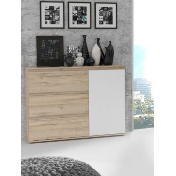 Comoda Culemborg, Bedora, 115.7x41.3x90.3 cm, PAL/plastic, stejar/alb