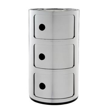 Comoda modulara Kartell Componibile 3 design Anna Castelli Ferrieri crom metalizat