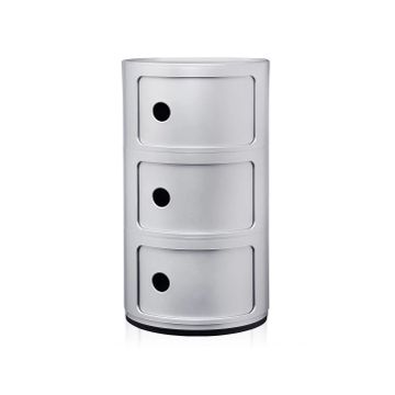 Comoda modulara Kartell Componibili 3 design Anna Castelli Ferrieri silver mat