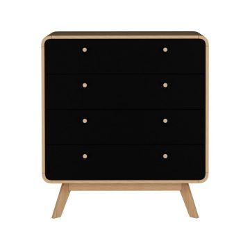 Comodă neagră/în culoare naturală înaltă cu aspect de lemn de stejar 80x88 cm Cassie – Støraa