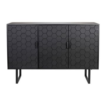 Comodă neagră joasă din lemn de pin 135x90 cm Linc – White Label