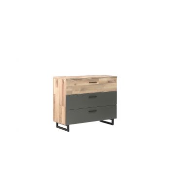 Comoda Someren, Bedora, 120.1x41.3x85.8 cm, PAL/metal, stejar/gri