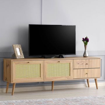 Comoda Tv 2 usi si 2 sertare, Stejar, 180 x 60 x 40 cm