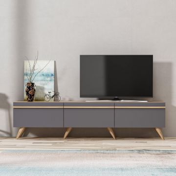COMODA TV Amsterdam - Anthracite, Gri, 180x42x35 cm