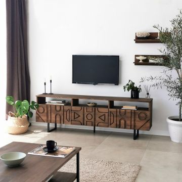 Comoda TV Aristo - Walnut, Nuc, 3 piese