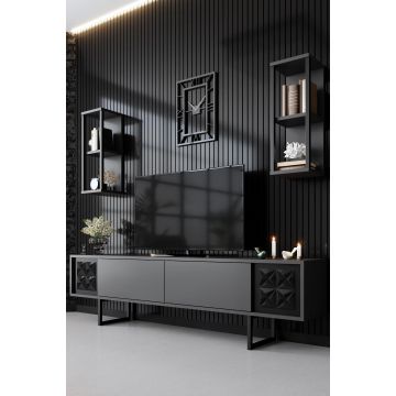 Comoda TV Black Line TV Stand Stylish, Gri, 180 x 48 x 30 cm
