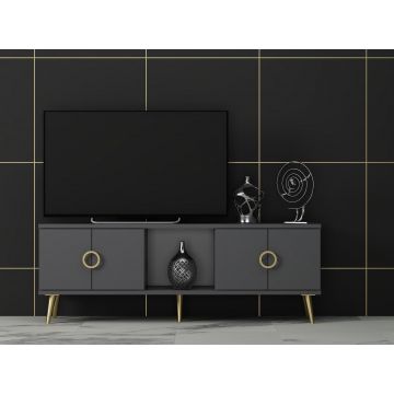 Comoda TV Cey - Anthracite, Gri, 45x30x150 cm