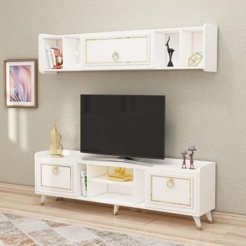 Comoda Tv cu Raft Suspendat Mara,  180 X 55 X 35 Cm