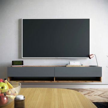 Comoda TV Handra, Pakoworld, 180x31.5x29.5 cm, PAL/MDF, antracit/maro