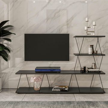COMODA TV ilgaz, Alb - Crem - Gri, 150x93x30 cm