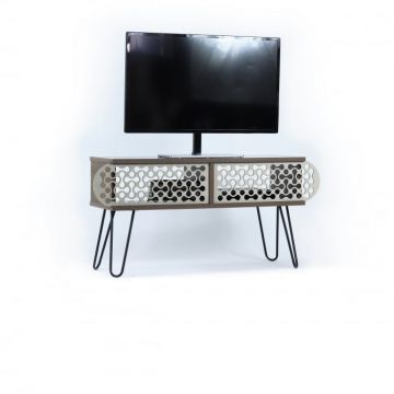 Comoda TV ILLIA 4, corp maro, fronturi bej, 106x30x48 cm
