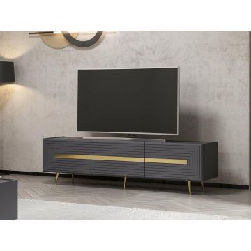 Comoda TV Jose - Anthracite, Gri, 180x49x42 cm