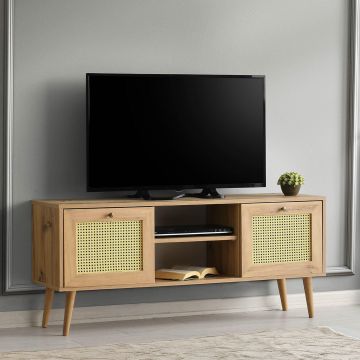 COMODA TV Letoon 140 cu 2 usi si rafturi, Stejar, 140 x 60 x 40 cm