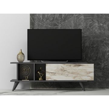 Comoda TV Liberty - Anthracite, Marble, Gri, 45x30x120 cm