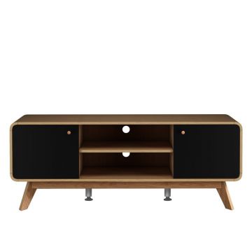 Comodă TV neagră/în culoare naturală cu aspect de lemn de stejar 140x53 cm Cassie – Støraa