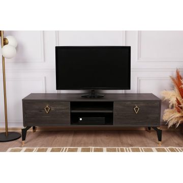 Comoda TV Posh, Alb -  Maro inchis, 143 x 47 x 40 cm