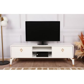 Comoda TV Posh, Alb -  Maro inchis, 143 x 47 x 40 cm