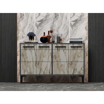 Comoda TV Stria - Anthracite, Marble, Gri, 75x30x120 cm