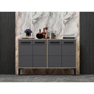 Comoda TV Stria - Sapphire Oak, Anthracite, Stejar, 75x30x120 cm