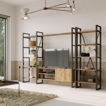 Comoda TV Telvira 22, Stejar, 208x180x34 cm