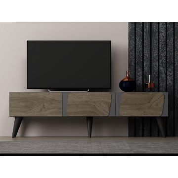 Comoda TV Veas - Anthracite, Walnut, Gri, 43x30x150 cm