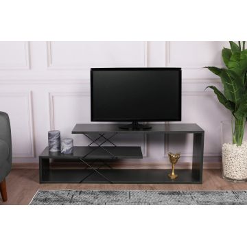 COMODA TV Zigzag, Alb - Gri - Galben - Stejar - Maro, 120 x 40 x 30 cm