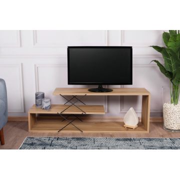 COMODA TV Zigzag, Alb - Gri - Galben - Stejar - Maro, 120 x 40 x 30 cm