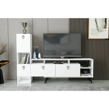 Ansamblu TV Emmy - 184.4x35x120 cm, Pal Melaminat, Alb