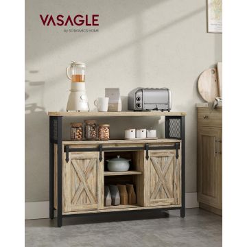 Bufet cu usi glisante, Vasagle, 100x33x80 cm, PAL/otel, maro