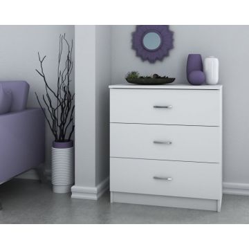 Comoda 3 Sertare Ro, 72x40x79 cm, Alb