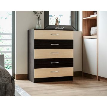 Comoda 5 Sertare Wenge + Mesteacan