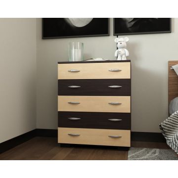 Comoda Alin 5 Sertare Wenge + Mesteacan