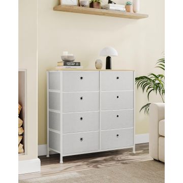 Comoda cu 8 sertare textile, Vasagle, 80x30x81.5 cm,  MDF/material netesut, maro/negru