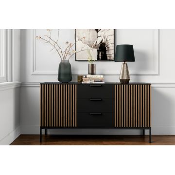 Comoda ELTAP, Meorati, 150x40x80 cm, PAL/ABS, negru/maro