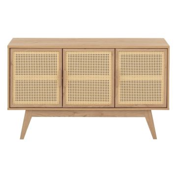 Comodă în culoare naturală joasă cu aspect de lemn de stejar 128x75 cm Bridget – Støraa