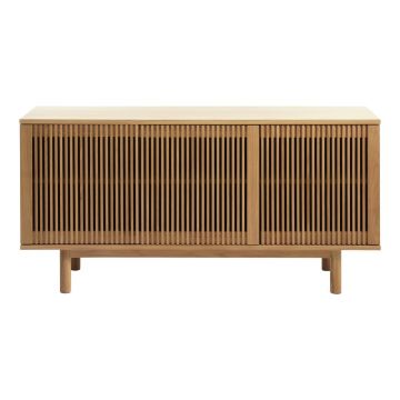 Comodă în culoare naturală joasă cu aspect de lemn de stejar 143x70 cm Tiber – Unique Furniture