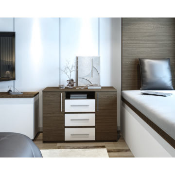 Comoda Maya, 120x45x86 cm, Wenge Acril Alb