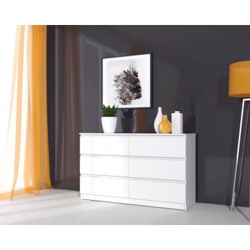 Comoda MP6, 6 Sertare, Alb